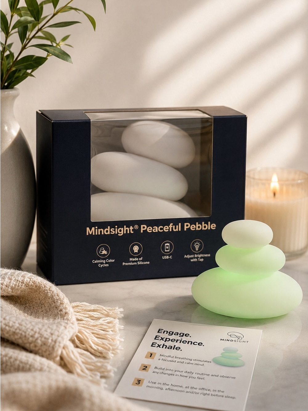 Mindsight Peaceful Pebble Calming Color Changing Light USB-C
